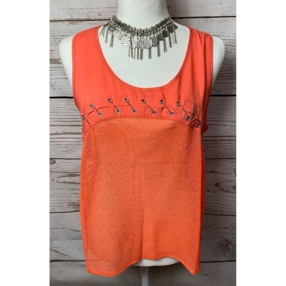 NWT Mocha Mesh Chain Detail Tank Top